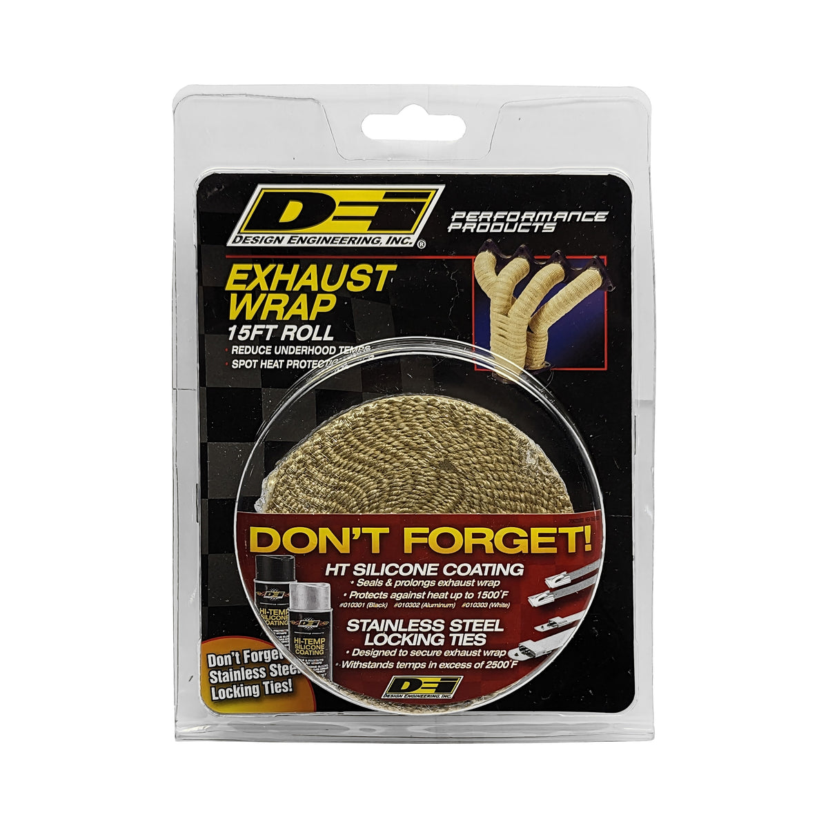 DEI Exhaust Wrap 1in x 15ft - Tan - 10105 by DEI - front view