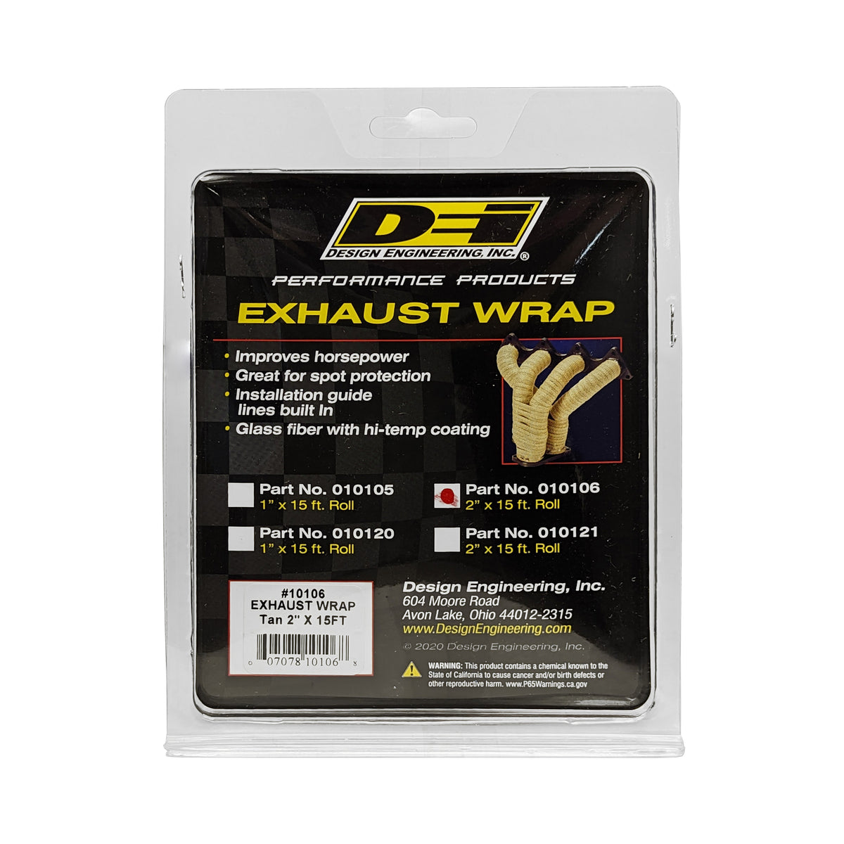 DEI Exhaust Wrap 2in x 15ft - Tan - 10106 by DEI - front view