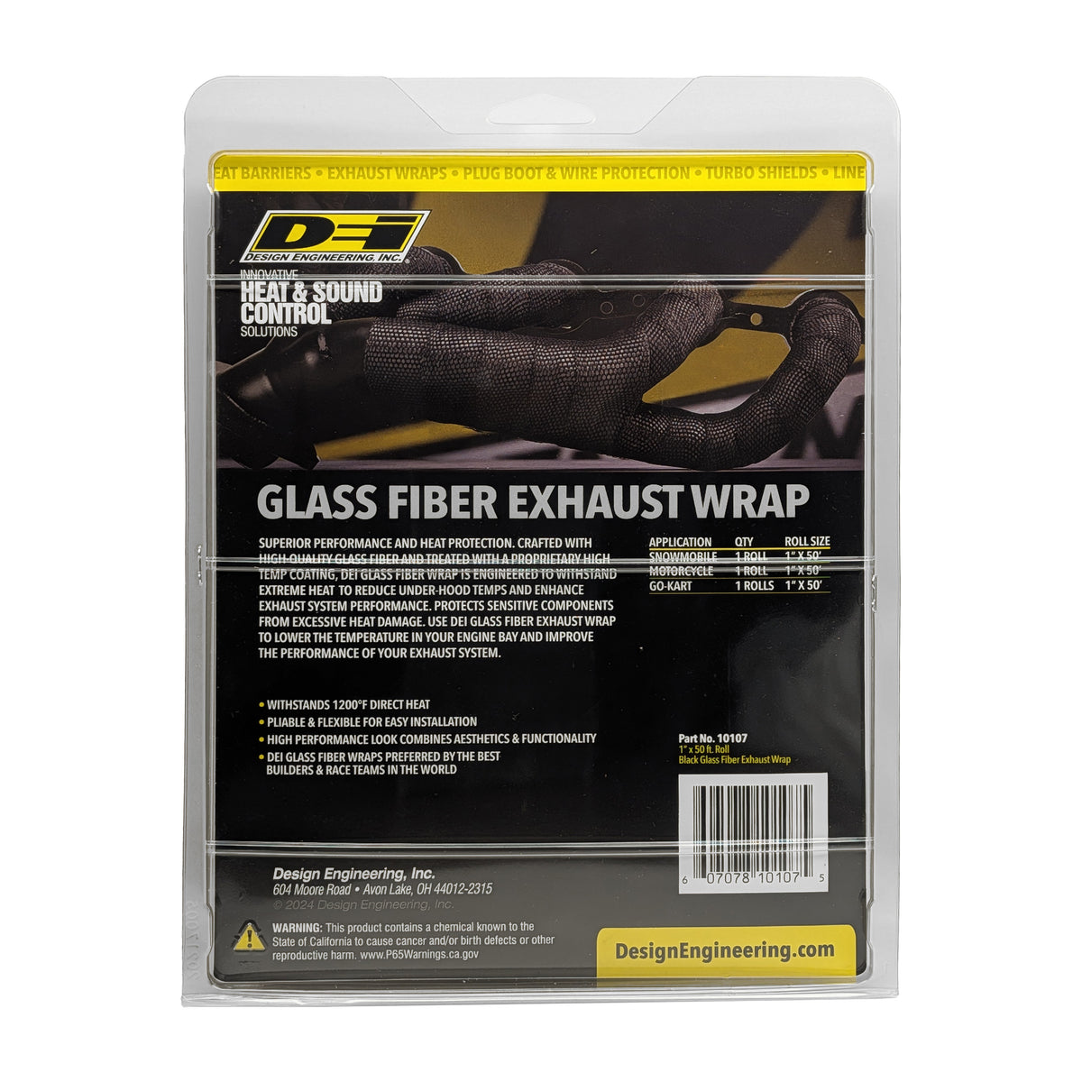 DEI Exhaust Wrap 1in x 50ft - Black - 10107 by DEI - front view