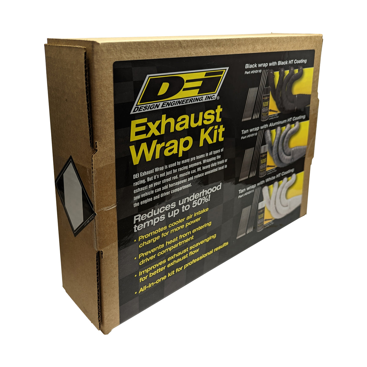 DEI Exhaust Wrap Kit - Tan Wrap & Aluminum HT Silicone Coating - 10112 by DEI - front view