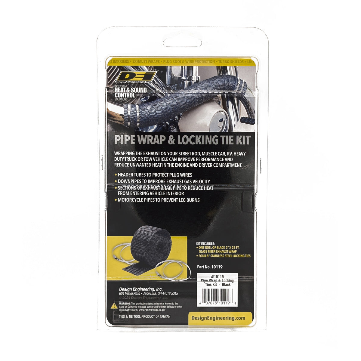 DEI Exhaust Wrap Kit - Pipe Wrap and Locking Tie - Black - 10119 by DEI - front view