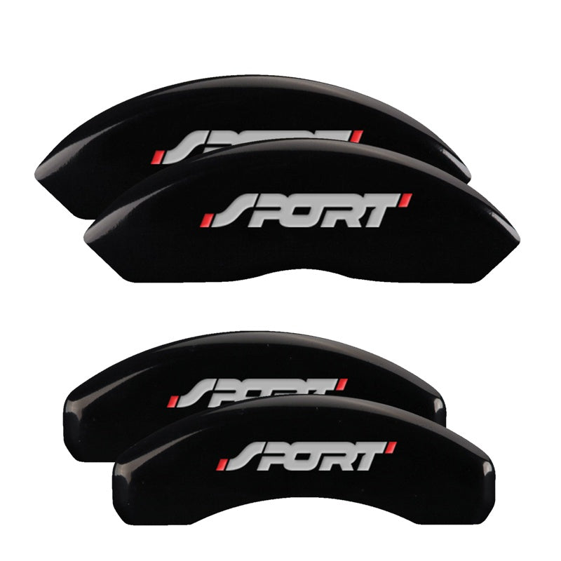 MGP 4 Caliper Covers Engraved Front &amp; Rear No bolts/Sport Black finish silver ch - 10119SSP1BK