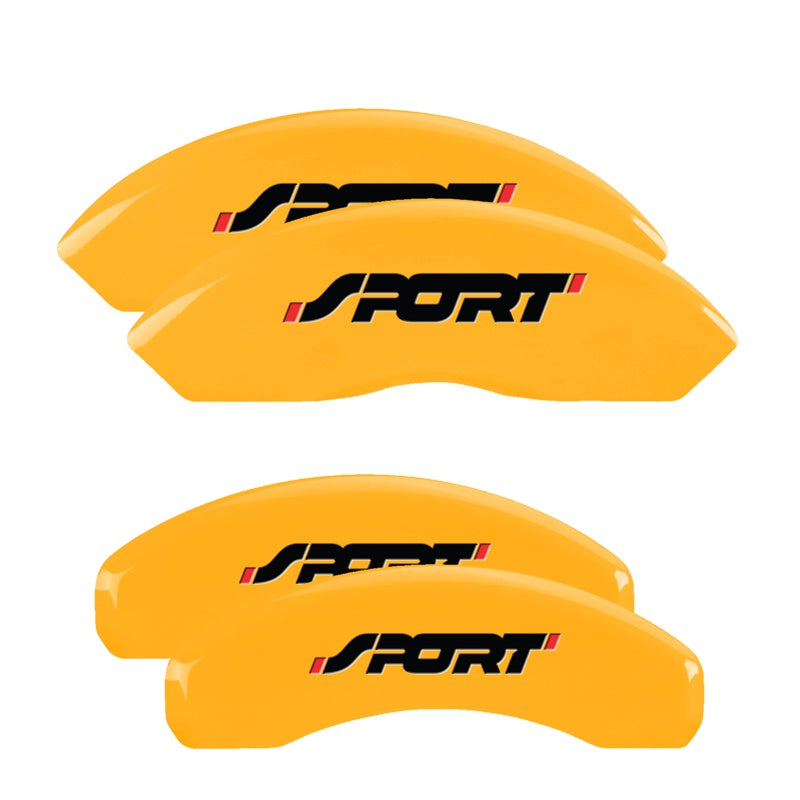 MGP 4 Caliper Covers Engraved Front &amp; Rear No bolts/Sport Yellow finish black ch - 10119SSP1YL
