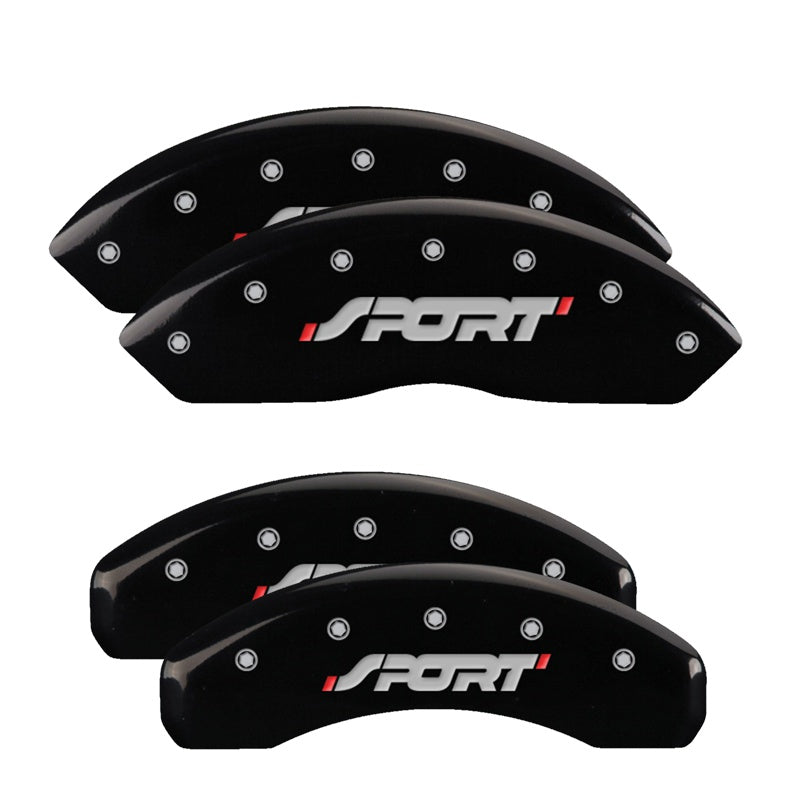 MGP 4 Caliper Covers Engraved Front &amp; Rear SPORT Black finish silver ch - 10119SSPOBK