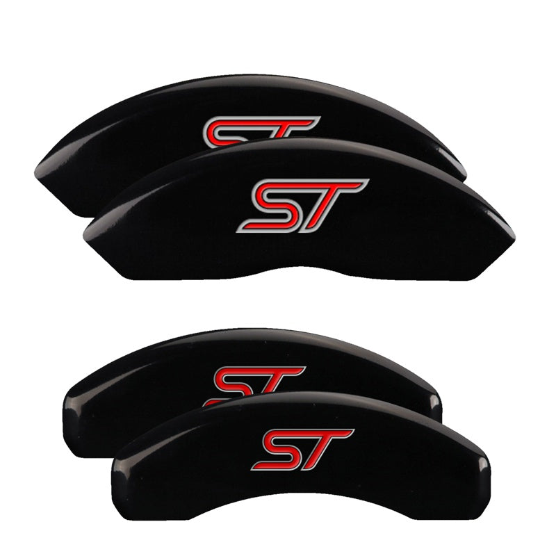MGP 4 Caliper Covers Engraved Front &amp; Rear No bolts/ST Black finish silver ch - 10119SST1BK
