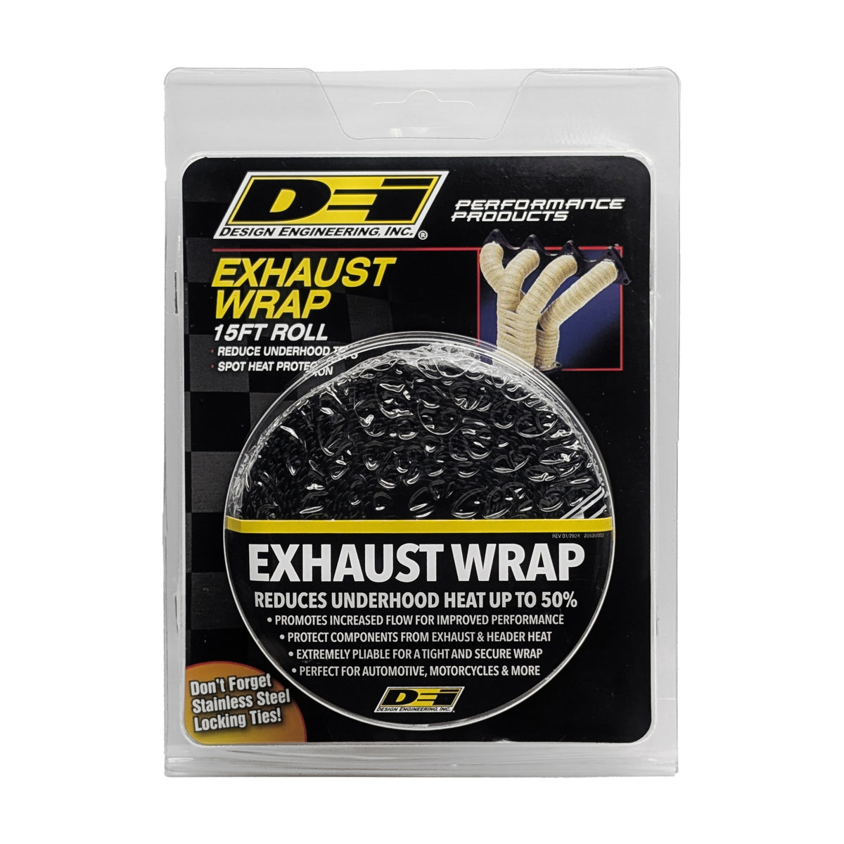 DEI Exhaust Wrap 1in x 15ft - Black - 10120 by DEI - front view
