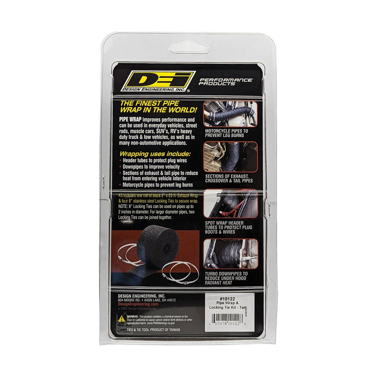 DEI Exhaust Wrap Kit - Pipe Wrap and Locking Tie - Tan - 10122 by DEI - front view