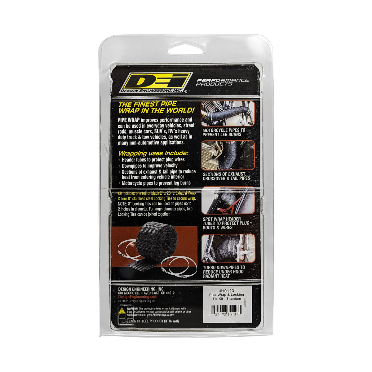 DEI Exhaust Wrap Kit - Pipe Wrap and Locking Tie - Titanium - 10123 by DEI - front view