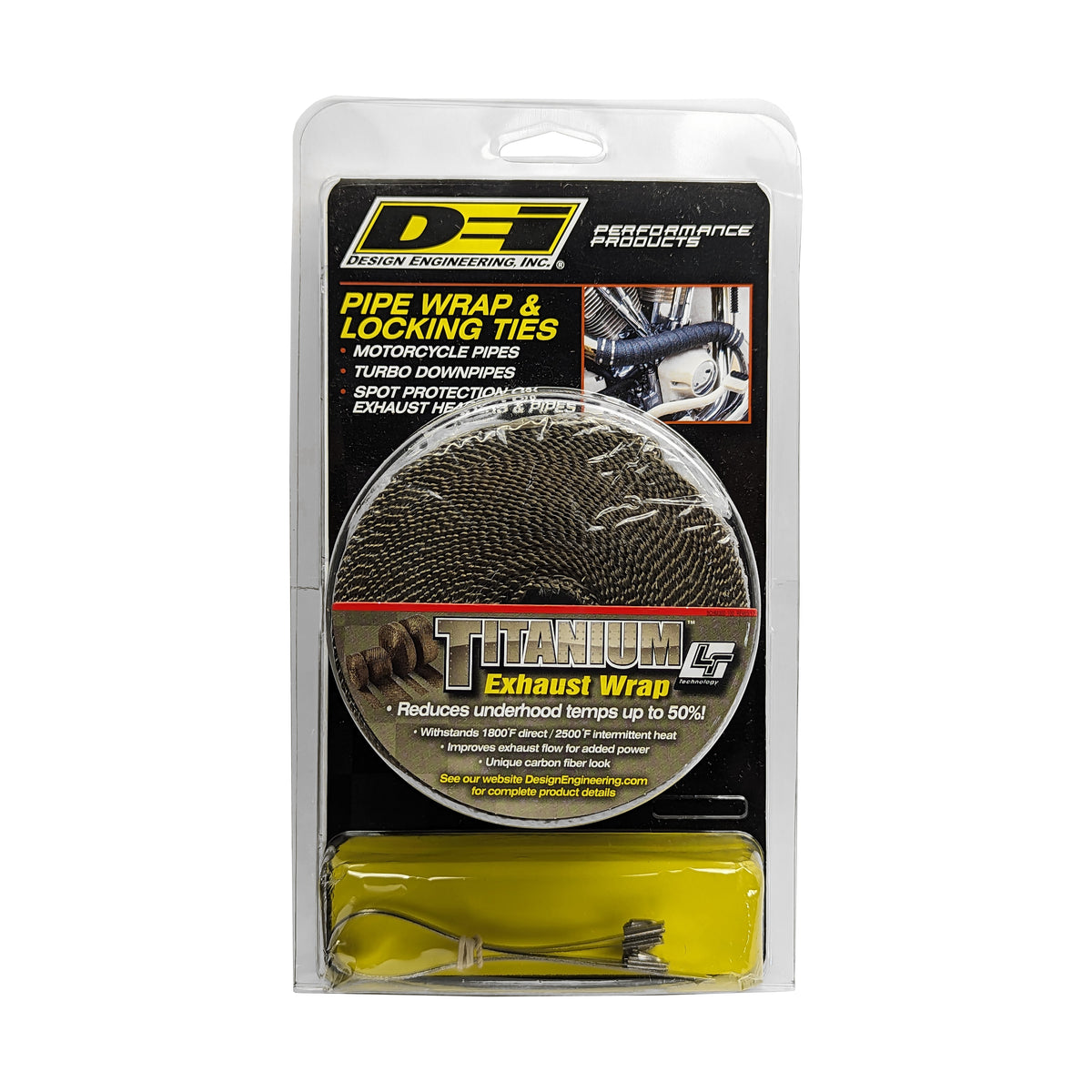 DEI Exhaust Wrap Kit - Pipe Wrap and Locking Tie - Titanium - 10123 by DEI - front view