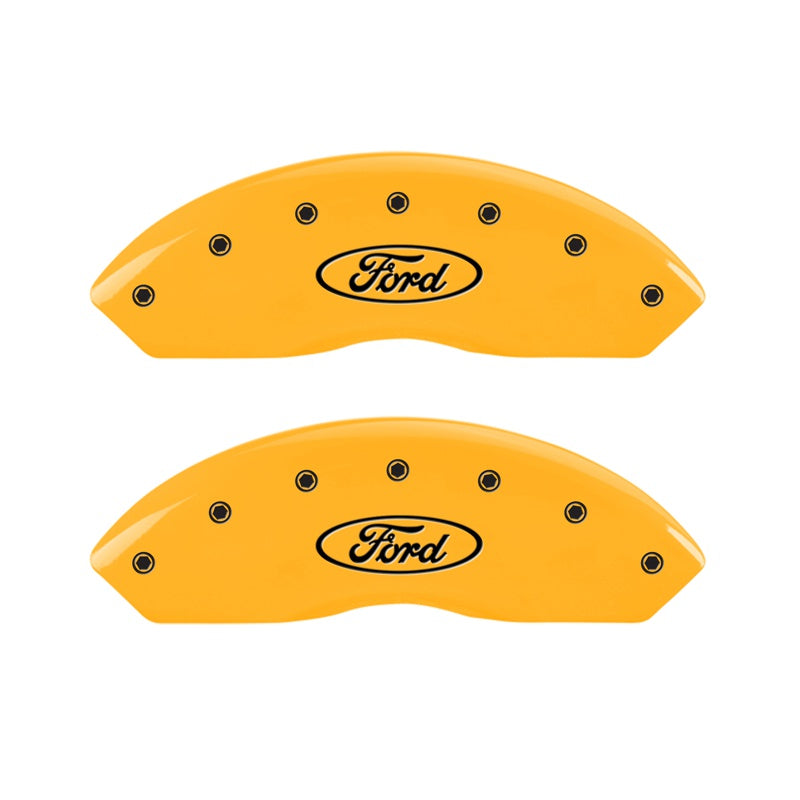 MGP 2 Caliper Covers Engraved Front Oval Logo/Ford Yellow Finish Blk Char 2011 Ford Focus - 10155FFRDYL