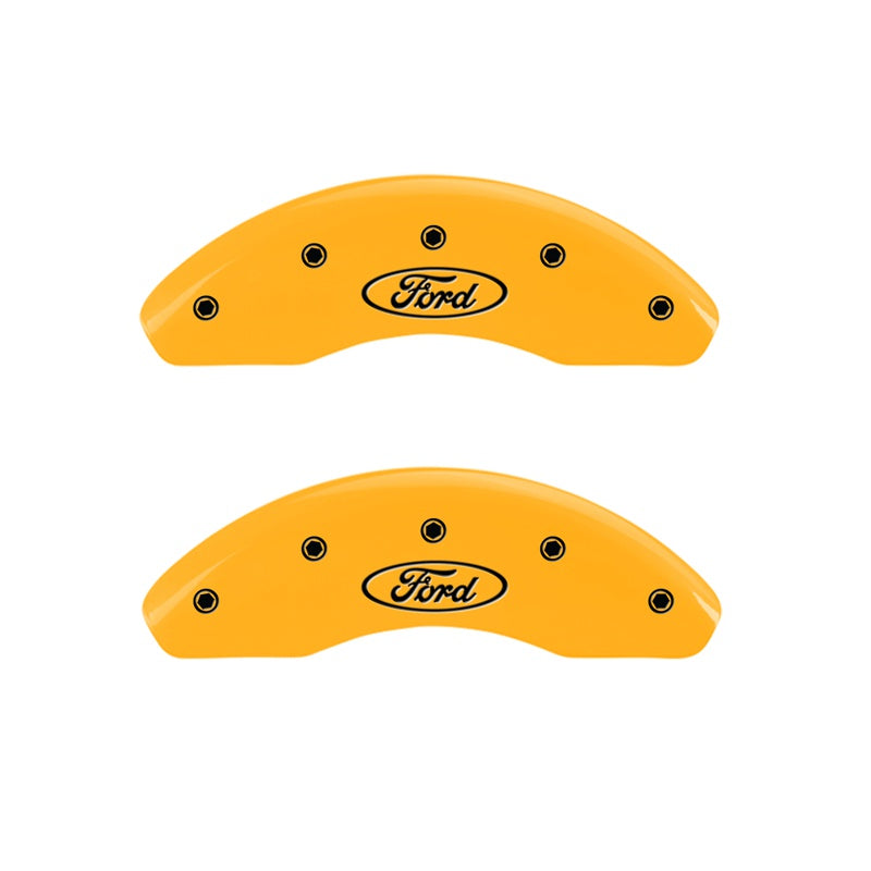 MGP Front set 2 Caliper Covers Engraved Front Oval logo/Ford Yellow finish black ch - 10199FFRDYL