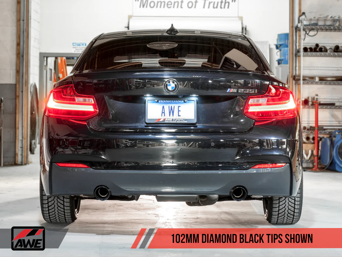AWE Tuning BMW F22 M235i / M240i Touring Edition Axle-Back Exhaust - Diamond Black Tips (90mm) - 3010-33038
