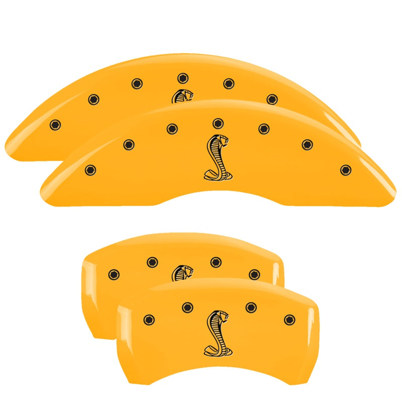 MGP 4 Caliper Covers Engraved Front &amp; Rear Tiffany Snake Yellow finish black ch - 10200SSNKYL