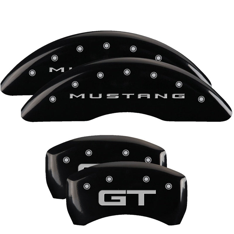MGP 4 Caliper Covers Engraved Front 2015/Mustang Engraved Rear 2015/GT Black finish silver ch - 10201S2MGBK