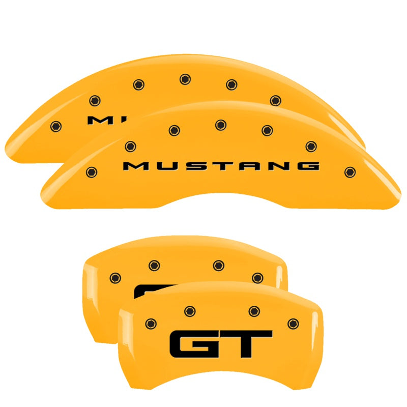 MGP 4 Caliper Covers Engraved Front 2015/Mustang Engraved Rear 2015/GT Yellow finish black ch - 10201S2MGYL
