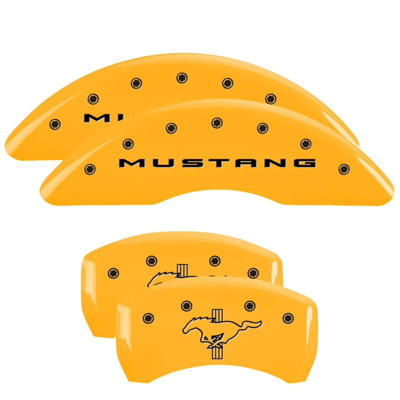 MGP 4 Caliper Covers Engraved Front 2015/Mustang Engraved Rear 2015/Bar &amp; Pony Yellow fnsh black ch - 10201SMB2YL