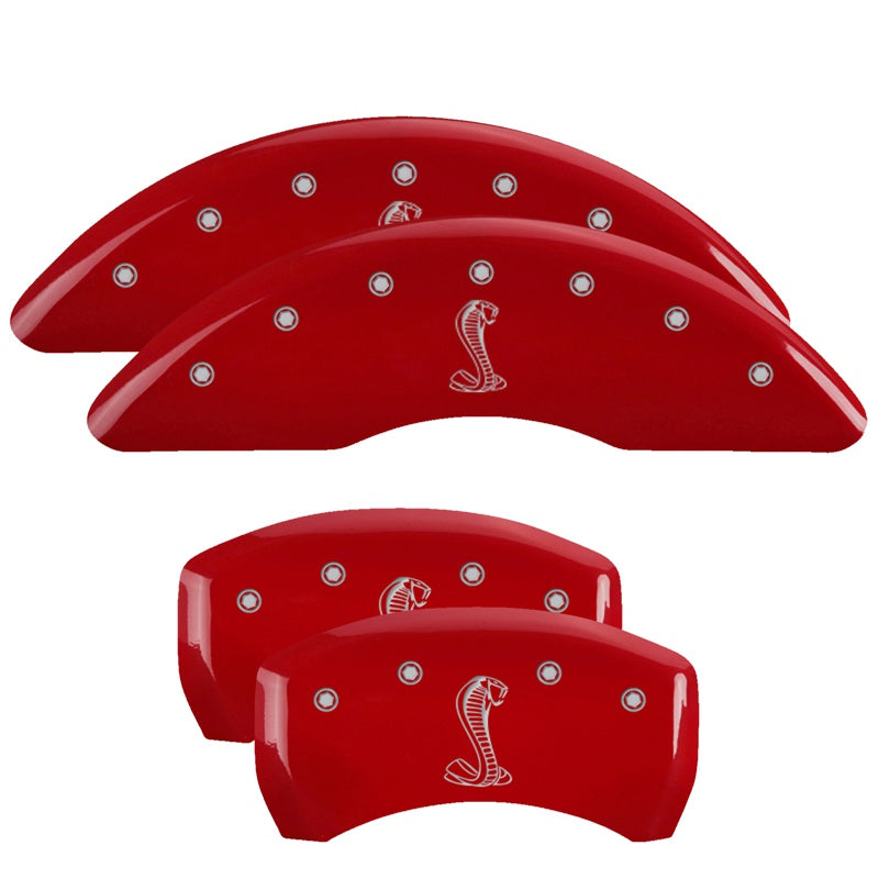 MGP 4 Caliper Covers Engraved Front &amp; Rear Tiffany Snake Red finish silver ch - 10201SSNKRD