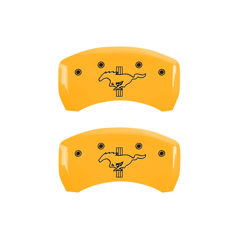 MGP Rear set 2 Caliper Covers Engraved Rear 2015/Bar &amp; Pony Yellow finish black ch - 10203RMB2YL