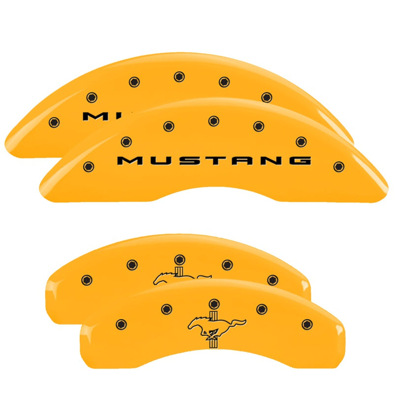 MGP 4 Caliper Covers Engraved Front 2015/Mustang Engraved Rear 2015/Bar &amp; Pony Yellow fnsh black ch - 10204SMB2YL