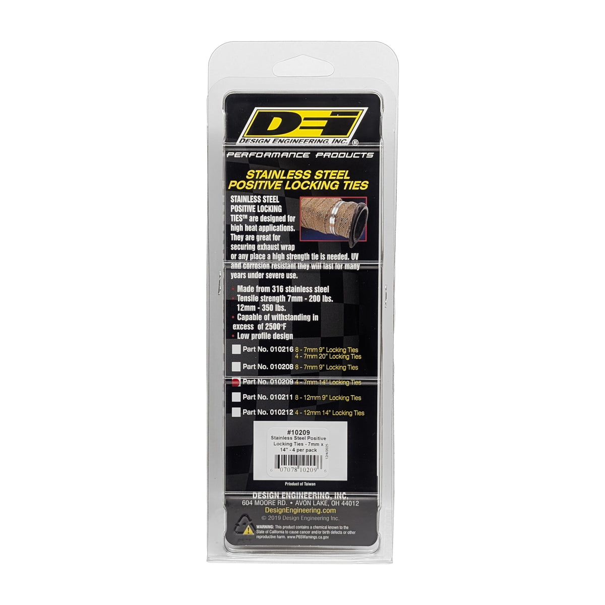 DEI Stainless Steel Positive Locking Tie 1/4in (7mm) x 14in - 4 per pack - 10209 by DEI - front view