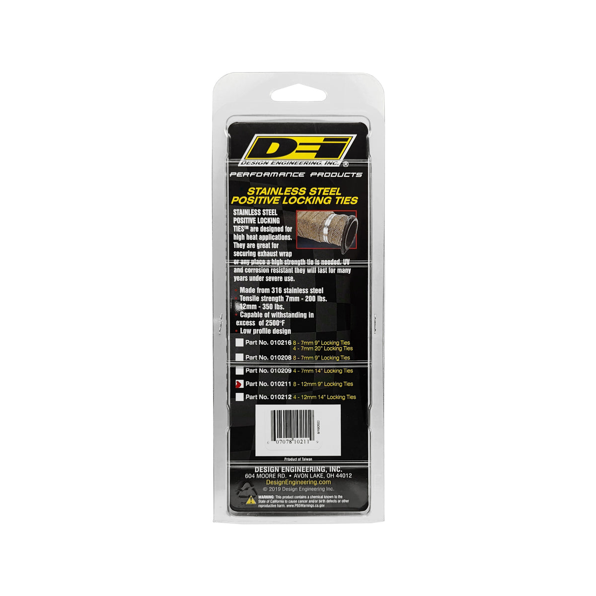 DEI Stainless Steel Positive Locking Tie 1/2in (12mm) x 9in - 8 per pack - 10211 by DEI - front view