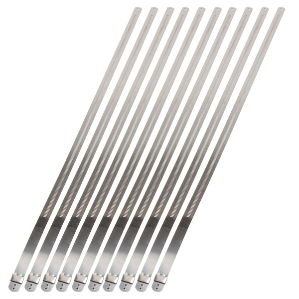 DEI Stainless Steel Positive Locking Tie 1/2in (12mm) x 20in - 10 per pack - 10213 by DEI - front view