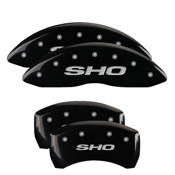 MGP 4 Caliper Covers Engraved Front &amp; Rear SHO Black finish silver ch - 10222SSHOBK