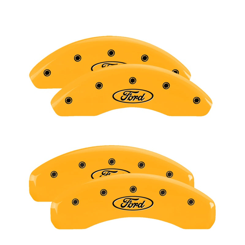 MGP 4 Caliper Covers Engraved Front &amp; Rear Oval Logo/Ford Yellow Finish Black Char 1998 Ford Ranger - 10227SFRDYL