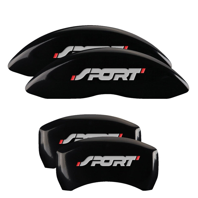 MGP 4 Caliper Covers Engraved Front &amp; Rear No bolts/Sport Black finish silver ch - 10229SSP1BK