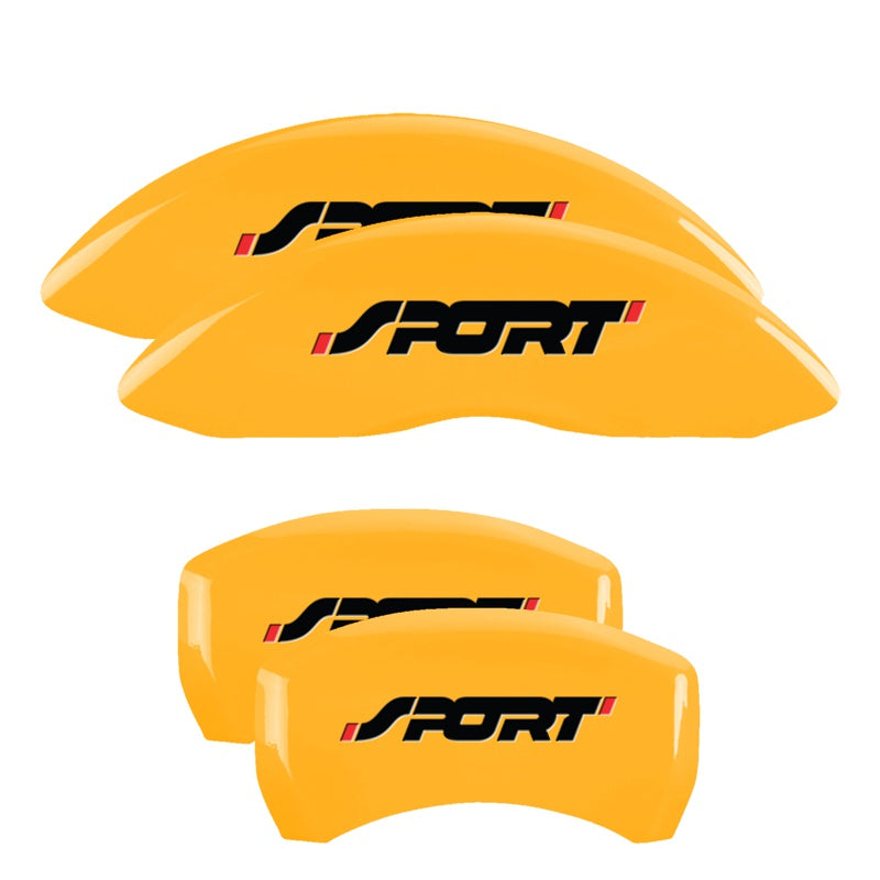 MGP 4 Caliper Covers Engraved Front &amp; Rear No bolts/Sport Yellow finish black ch - 10229SSP1YL