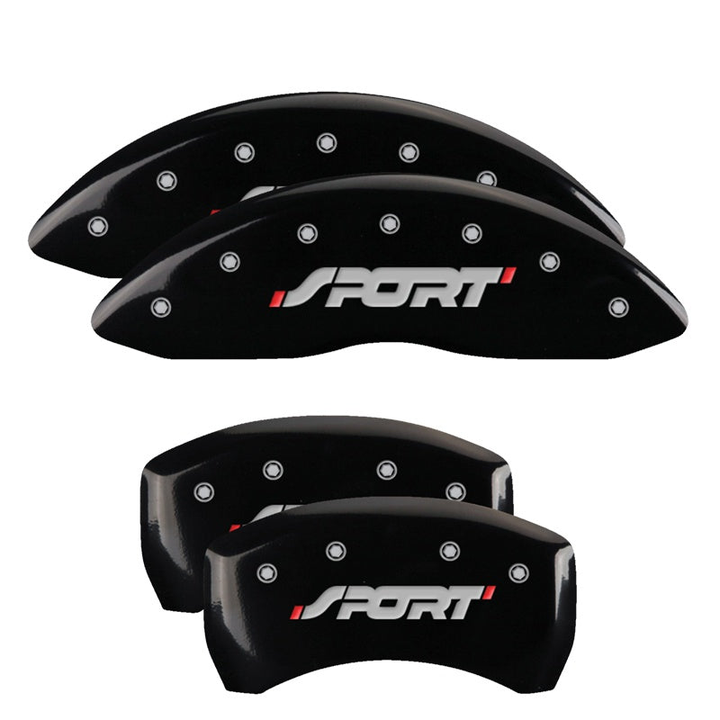 MGP 4 Caliper Covers Engraved Front &amp; Rear SPORT Black finish silver ch - 10229SSPOBK