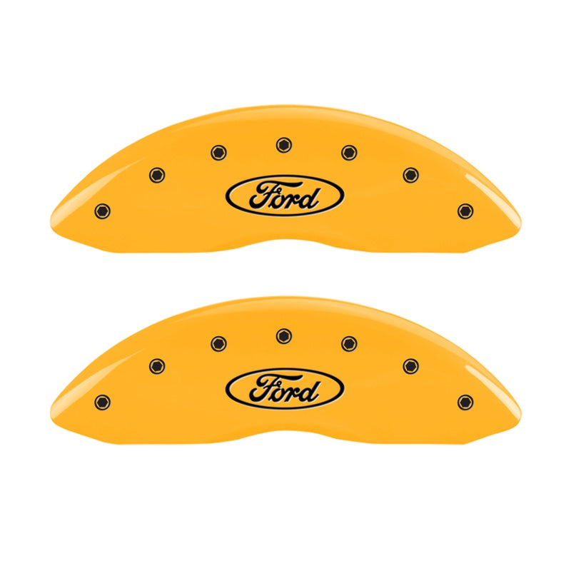 MGP 2 Caliper Covers Engraved Front Oval Logo/Ford Yellow Finish Blk Char 1998 Ford E-150 - 10234FFRDYL