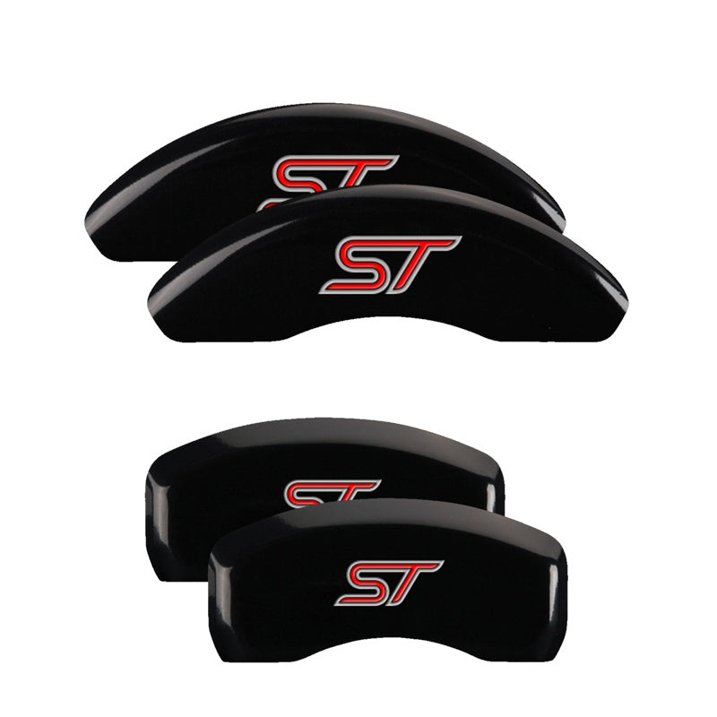 MGP 4 Caliper Covers Engraved Front &amp; Rear No bolts/ST Black finish silver ch - 10236SST1BK