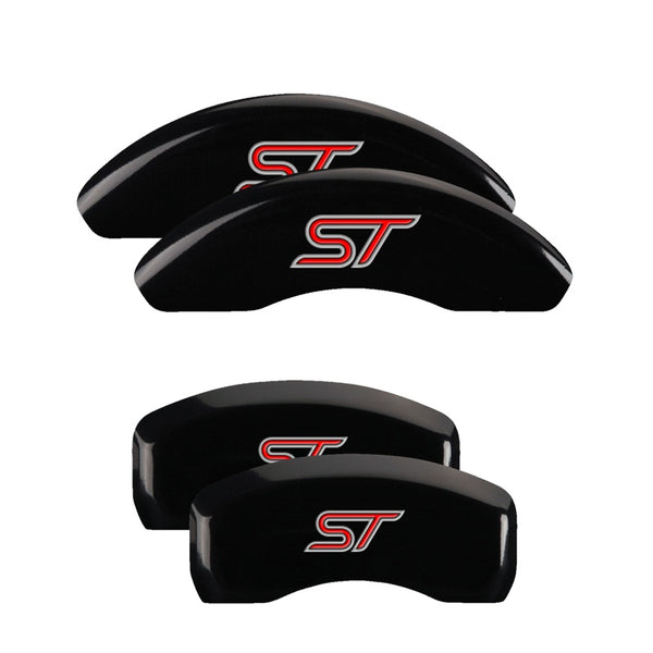 MGP 4 Caliper Covers Engraved Front &amp; Rear No bolts/ST Black finish silver ch - 10236SST1BK