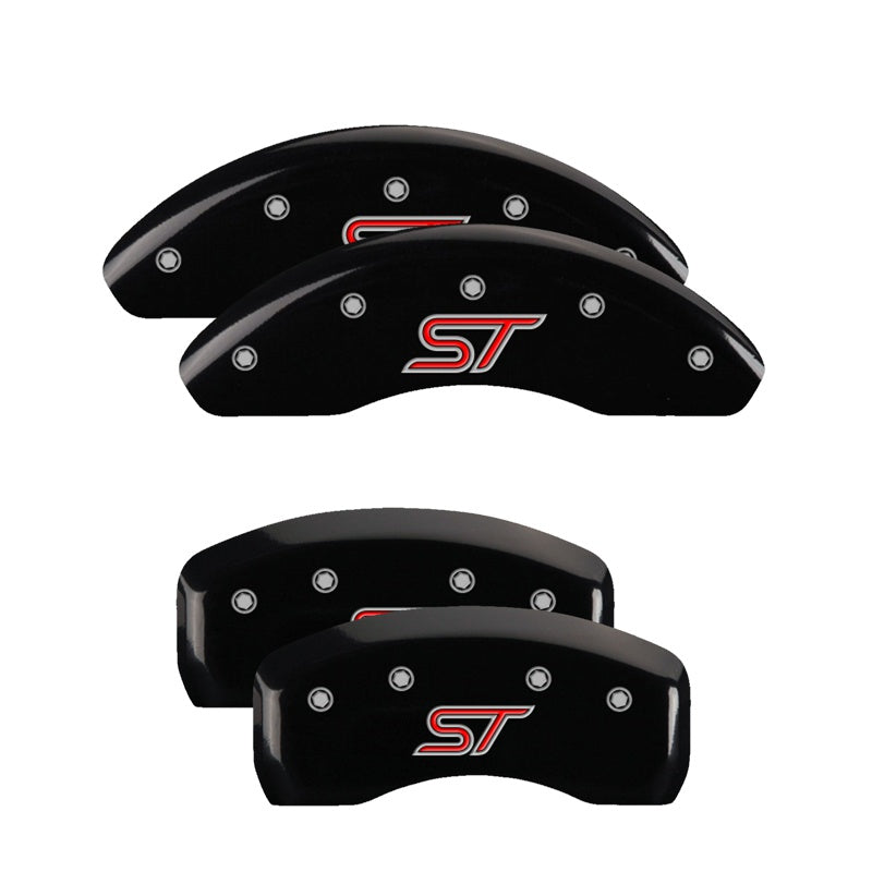 MGP 4 Caliper Covers Engraved Front &amp; Rear ST Black finish silver ch - 10236SSTOBK