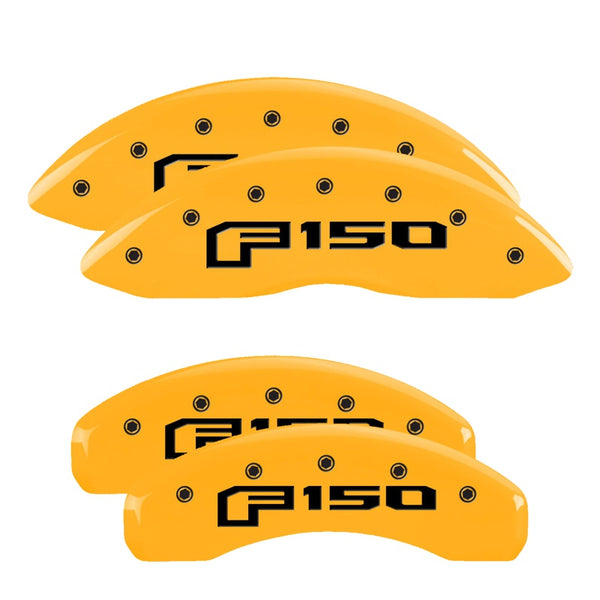 MGP 4 Caliper Covers Engraved F &amp; R Oval Logo/Ford Yellow Finish Black Char 2018 Ford Expedition - 10239SF16YL