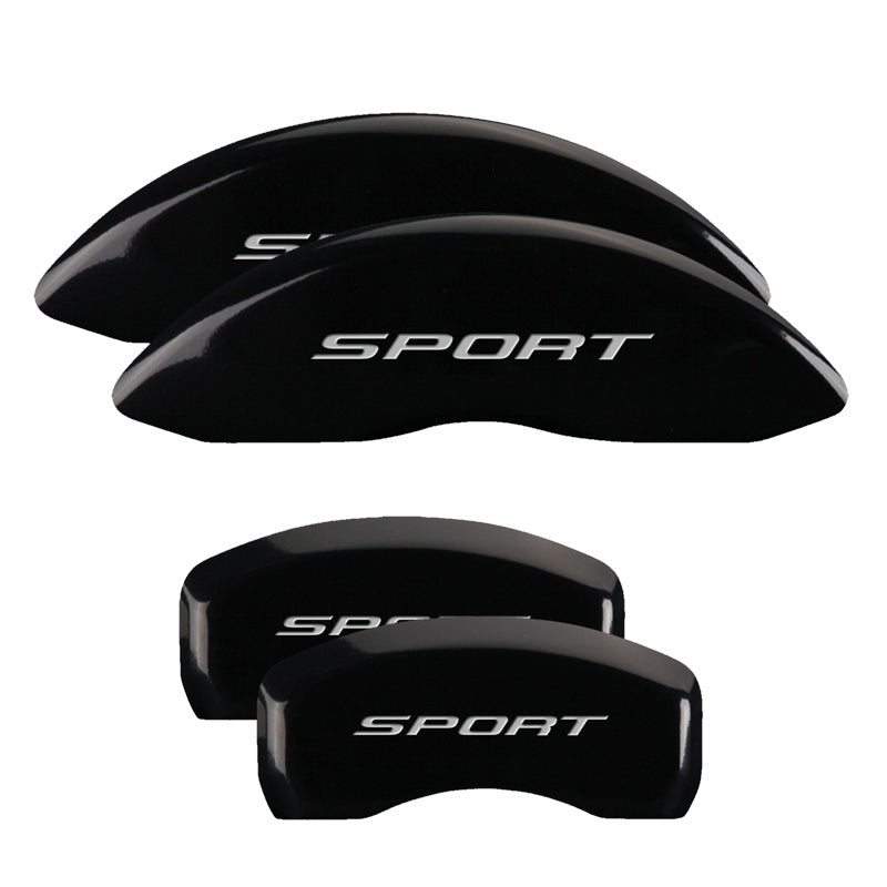 MGP 4 Caliper Covers Engraved Front &amp; Rear No Bolts/Sport 2015 Black finish silver ch - 10241SSP2BK