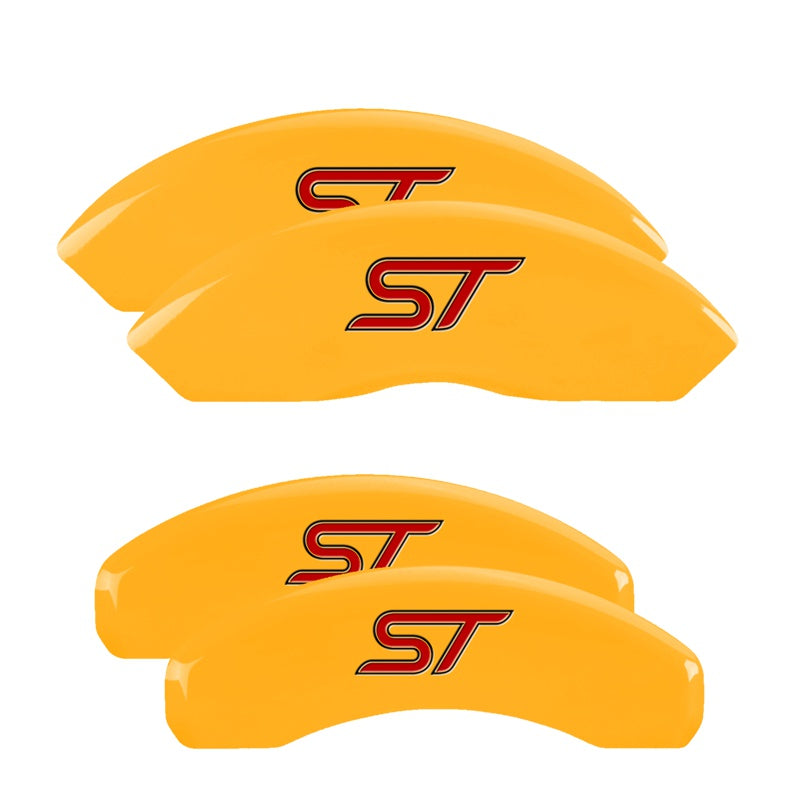MGP 4 Caliper Covers Engraved Front &amp; Rear No Bolts/St Yellow Finish Black Char 2018 Ford Fusion - 10244SST1YL