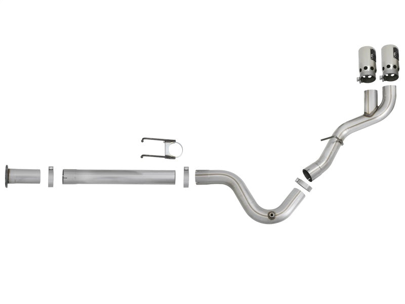 aFe Rebel XD 4in SS Down-Pipe Back Exhaust w/Dual Polished Tips 17-18 Ford Diesel Trucks V8-6.7L(td) - 49-43102-P