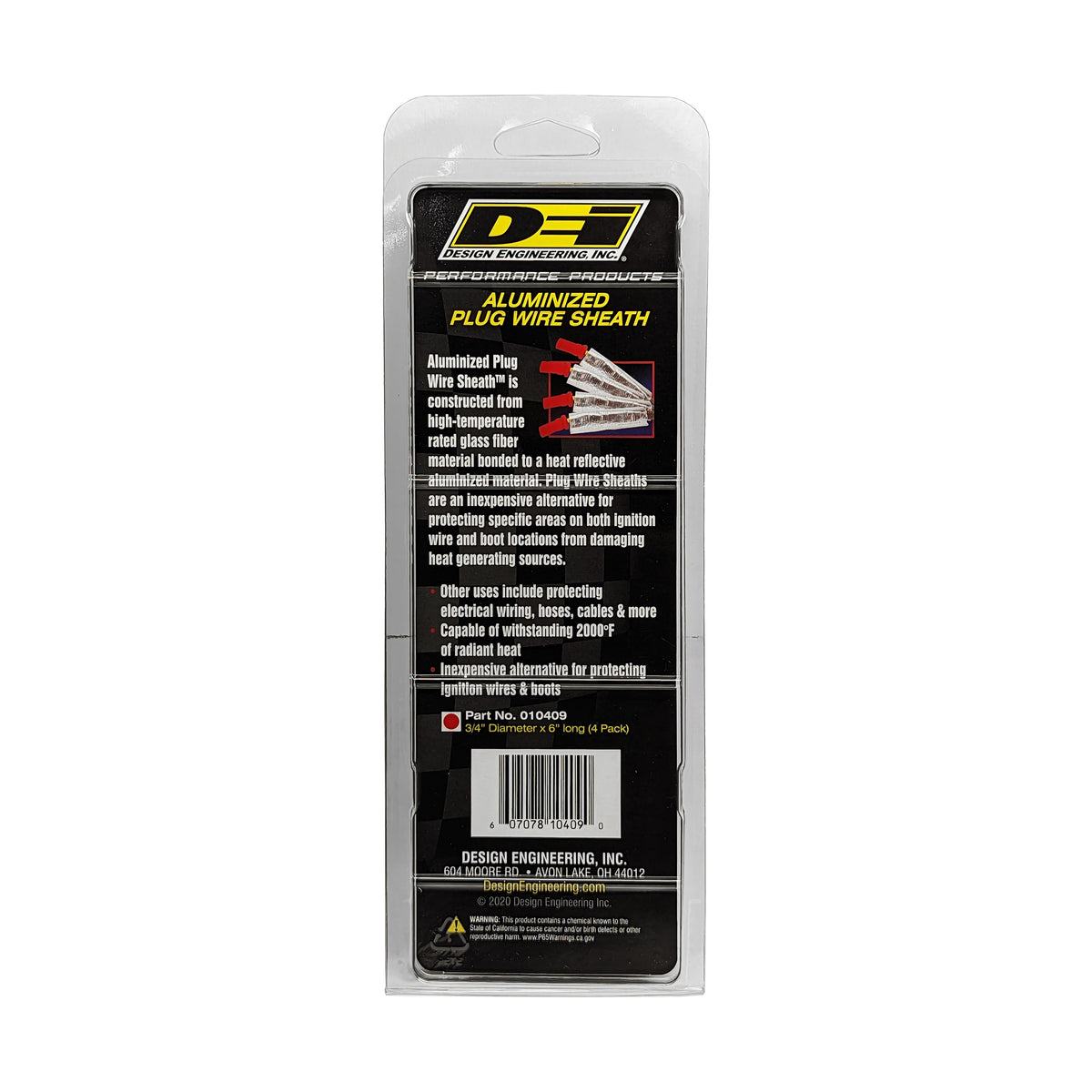 DEI Plug Wire Sheath 3/4in x 6in - 4-pack - Aluminum - 10409 by DEI - front view