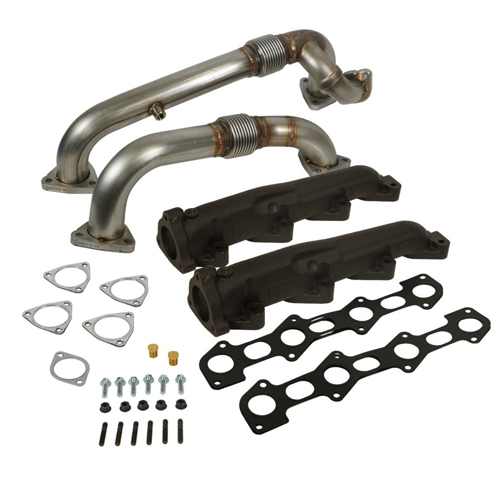 BD Diesel 08-10 Ford F-250/F-350/F-450/F-550 Powerstroke 6.4L Up Pipes Kit w/Manifold Set - 1041484