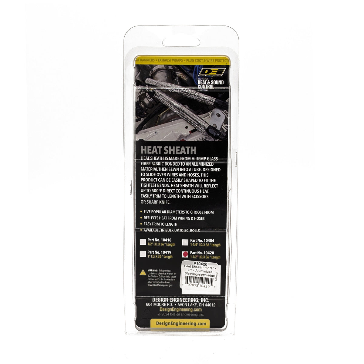 DEI Heat Sheath 1-1/2in I.D. x 3ft - Aluminized Sleeving - Sewn Edge - 10420 by DEI - front view