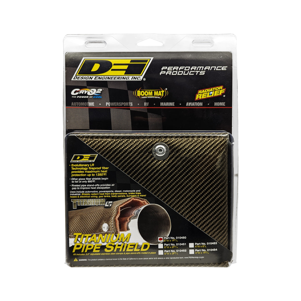 DEI Pipe Shield w/Stainless Steel Clamps - 6in x 12in - Titanium - 10450 by DEI - front view