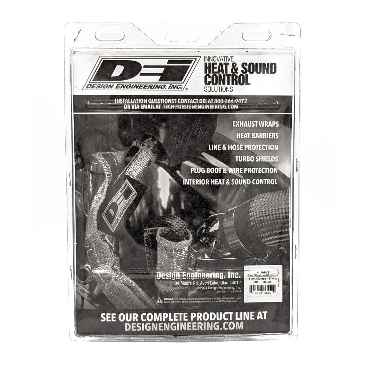 DEI Pipe Shield w/Stainless Steel Clamps - 6in x 24in - Titanium - 10451 by DEI - front view