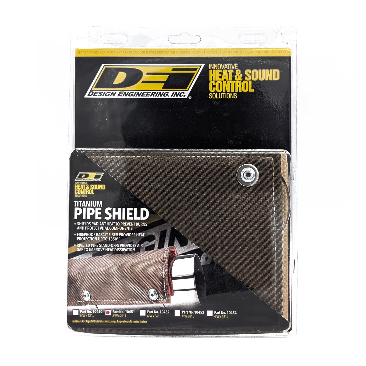 DEI Pipe Shield w/Stainless Steel Clamps - 6in x 24in - Titanium - 10451 by DEI - front view