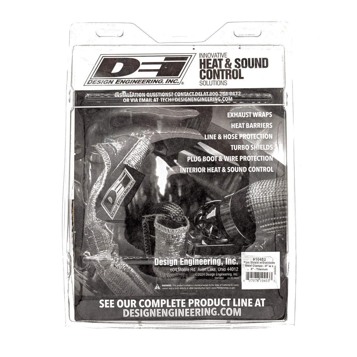 DEI Pipe Shield w/Stainless Steel Clamps - 4in x 8in - Titanium - 10453 by DEI - front view