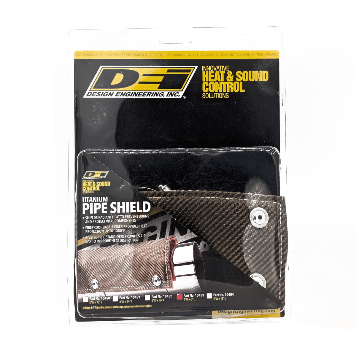 DEI Pipe Shield w/Stainless Steel Clamps - 4in x 8in - Titanium - 10453 by DEI - front view