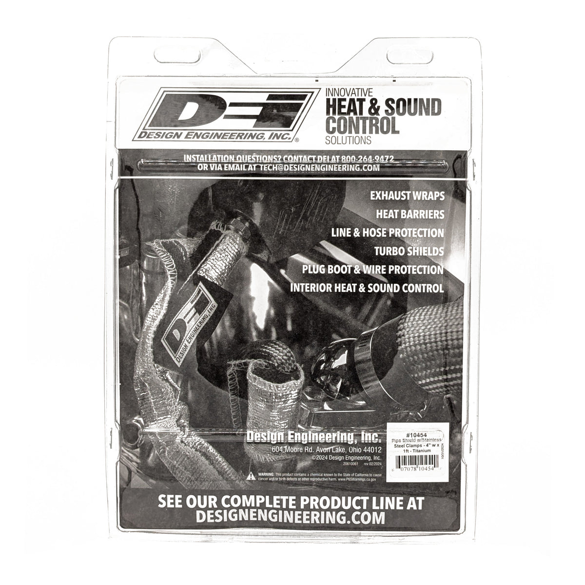 DEI Pipe Shield w/Stainless Steel Clamps - 4in x 12in - Titanium - 10454 by DEI - front view
