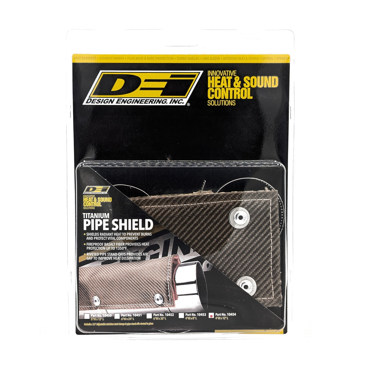 DEI Pipe Shield w/Stainless Steel Clamps - 4in x 12in - Titanium - 10454 by DEI - front view