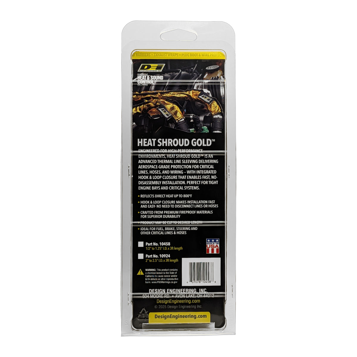 DEI Heat Shroud 1/2in to 1-1/4in I.D. x 3ft - Gold - 10458 by DEI - front view